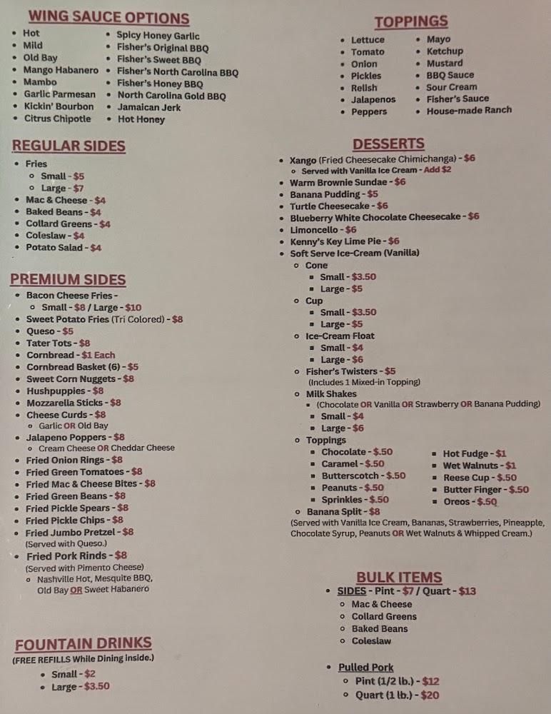 Fisher's Roadhouse Cafe Menu image 4